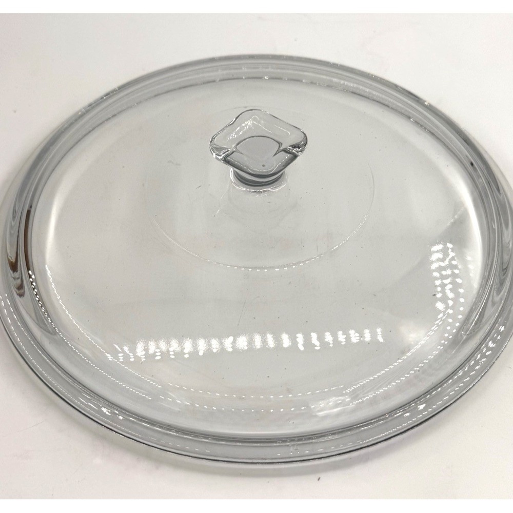 Glass Casserole Lid Anchor Hocking Fire King 8.5" Clear Glass Square Knob #14